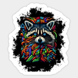 Vivid Vagabond: Raccoon's Colorful Essence Sticker